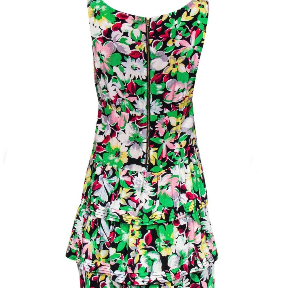 Moulinette Soeurs Fit & Flare 100% Silk Sleeveless Floral Tiered Ruffle Size: 0 - Picture 4 of 10